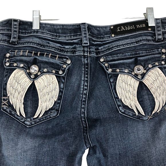 L.A. Idol USA Capris w/Angel Wings on both Back Pockets and Scattered Bling 15 - Picture 3 of 12